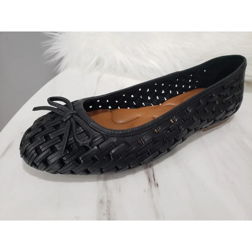 NEW SZ 8.5 SLIP ON Lucky Brand Mogeni Woven Leather Ballet Flats Minimalist Boho